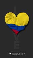 colombia hjärta form flagga sömlös looped kärlek vertikal status, 3d tolkning video