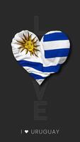 Uruguay hart vorm vlag naadloos lusvormige liefde verticaal toestand, 3d renderen video