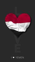 Yemen corazón forma bandera sin costura serpenteado amor vertical estado, 3d representación video