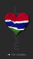 The Gambia Heart Shape Flag Seamless Looped Love Vertical Status, 3D Rendering video