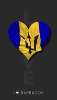 Barbados Heart Shape Flag Seamless Looped Love Vertical Status, 3D Rendering video