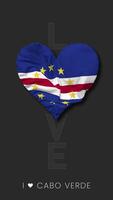 capa verde, cabo verde corazón forma bandera sin costura serpenteado amor vertical estado, 3d representación video