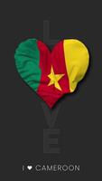 Cameroon Heart Shape Flag Seamless Looped Love Vertical Status, 3D Rendering video