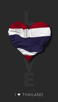 Thaïlande cœur forme drapeau sans couture en boucle l'amour verticale statut, 3d le rendu video