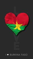 Burkina faso hart vorm vlag naadloos lusvormige liefde verticaal toestand, 3d renderen video
