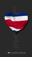 Costa Rica Heart Shape Flag Seamless Looped Love Vertical Status, 3D Rendering video
