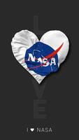 National Aeronautics and Space Administration, NASA Heart Shape Flag Seamless Looped Love Vertical Status, 3D Rendering video