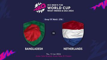 Pays-Bas contre bangladesh rencontre dans CCI Pour des hommes t20 criquet Coupe du monde Ouest indes et uni États 2024, intro 3d le rendu video