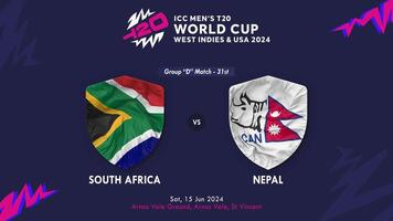 South Africa vs Nepal Match in ICC Men's T20 Cricket Worldcup West Indies and United States 2024, Intro 3D Rendering video