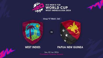 Papua New Guinea and West Indies Match in ICC Men's T20 Cricket Worldcup West Indies and United States 2024, Intro 3D Rendering video