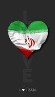 Iran Heart Shape Flag Seamless Looped Love Vertical Status, 3D Rendering video