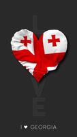 Georgia Heart Shape Flag Seamless Looped Love Vertical Status, 3D Rendering video