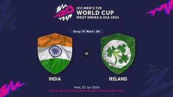 Índia vs Irlanda Combine dentro cc masculino t20 Grilo Copa do Mundo oeste indies e Unidos estados 2024, introdução 3d Renderização video