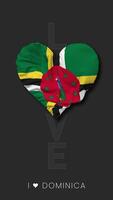 Dominica Heart Shape Flag Seamless Looped Love Vertical Status, 3D Rendering video