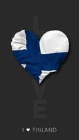 Finland Heart Shape Flag Seamless Looped Love Vertical Status, 3D Rendering video