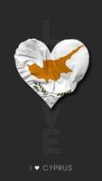 Cyprus Heart Shape Flag Seamless Looped Love Vertical Status, 3D Rendering video