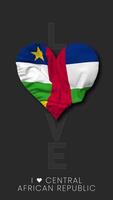 Central African Republic Heart Shape Flag Seamless Looped Love Vertical Status, 3D Rendering video