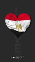 Egypt Heart Shape Flag Seamless Looped Love Vertical Status, 3D Rendering video