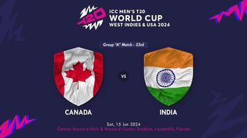 Canada vs India incontro nel icc Uomini t20 cricket Coppa del Mondo ovest indie e unito stati 2024, intro 3d interpretazione video