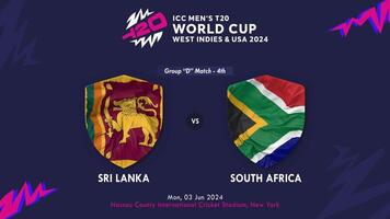 Sud Africa e sri lanka incontro nel icc Uomini t20 cricket Coppa del Mondo ovest indie e unito stati 2024, intro 3d interpretazione video