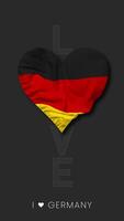 Allemagne cœur forme drapeau sans couture en boucle l'amour verticale statut, 3d le rendu video