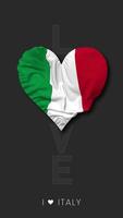 Italy Heart Shape Flag Seamless Looped Love Vertical Status, 3D Rendering video