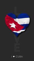Cuba cœur forme drapeau sans couture en boucle l'amour verticale statut, 3d le rendu video