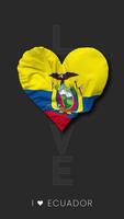 Ecuador Heart Shape Flag Seamless Looped Love Vertical Status, 3D Rendering video