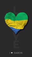 Gabon Heart Shape Flag Seamless Looped Love Vertical Status, 3D Rendering video