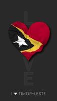 East Timor Heart Shape Flag Seamless Looped Love Vertical Status, 3D Rendering video