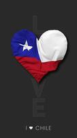 Chile Heart Shape Flag Seamless Looped Love Vertical Status, 3D Rendering video
