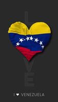 Bolivarian Republic of Venezuela Heart Shape Flag Seamless Looped Love Vertical Status, 3D Rendering video