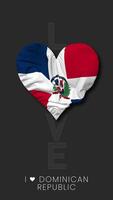 Dominican Republic Heart Shape Flag Seamless Looped Love Vertical Status, 3D Rendering video