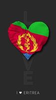 eritrea corazón forma bandera sin costura serpenteado amor vertical estado, 3d representación video