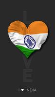 India corazón forma bandera sin costura serpenteado amor vertical estado, 3d representación video