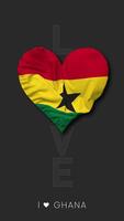 Ghana Heart Shape Flag Seamless Looped Love Vertical Status, 3D Rendering video