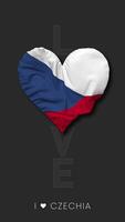 Czech Republic Heart Shape Flag Seamless Looped Love Vertical Status, 3D Rendering video