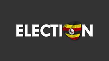 Uganda bandiera con elezione testo senza soluzione di continuità looping sfondo introduzione, 3d interpretazione video