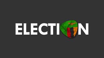Zambia vlag met verkiezing tekst naadloos looping achtergrond inleiding, 3d renderen video
