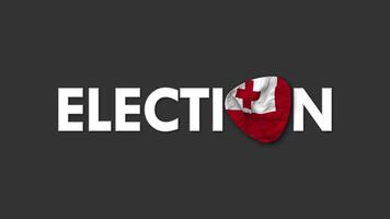 Tonga Flag with Election Text Seamless Looping Background Intro, 3D Rendering video