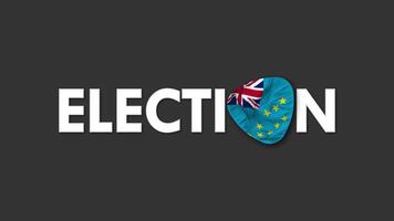Tuvalu Flag with Election Text Seamless Looping Background Intro, 3D Rendering video