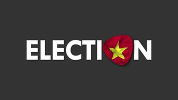 Vietnam vlag met verkiezing tekst naadloos looping achtergrond inleiding, 3d renderen video