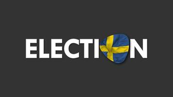 Zweden vlag met verkiezing tekst naadloos looping achtergrond inleiding, 3d renderen video