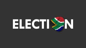 zuiden Afrika vlag met verkiezing tekst naadloos looping achtergrond inleiding, 3d renderen video