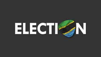 Tanzania vlag met verkiezing tekst naadloos looping achtergrond inleiding, 3d renderen video