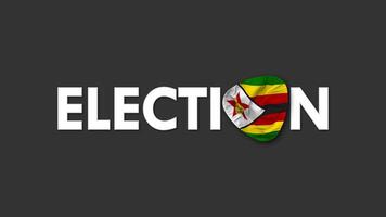 Zimbabwe drapeau avec élection texte sans couture boucle Contexte introduction, 3d le rendu video