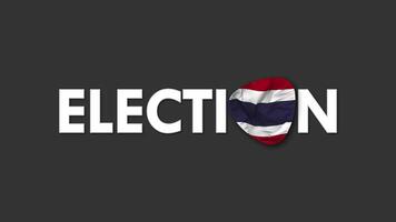 Thailand vlag met verkiezing tekst naadloos looping achtergrond inleiding, 3d renderen video