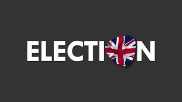 United Kingdom Flag with Election Text Seamless Looping Background Intro, 3D Rendering video