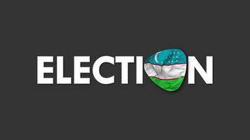 Uzbekistan Flag with Election Text Seamless Looping Background Intro, 3D Rendering video