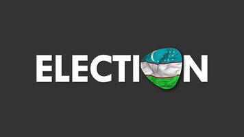 Uzbekistan Flag with Election Text Seamless Looping Background Intro, 3D Rendering video